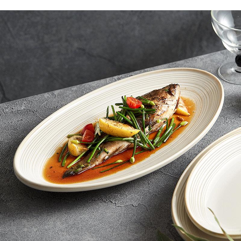 Home Cooking Dinner - Oval Ceramic Dinner Plates Cooking Dishes