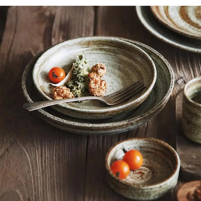 Home Cooking Dinner - Japanese Handmade Stoneware Tableware Plates and