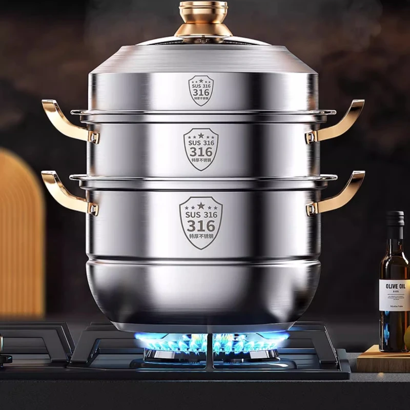 Home Cooking Appliances - 316 Stainless Steel Steam Pot 40cm