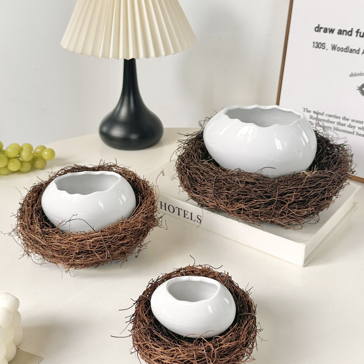 Home Cooking Dinner - Modern Bird's Nest Ostrich White Eggshell