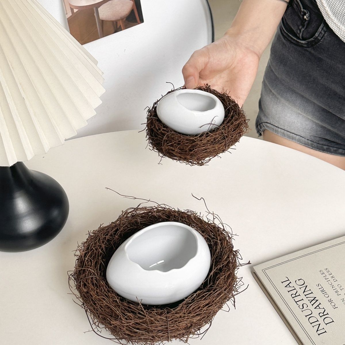 Modern Bird's Nest Ostrich Whi - Home Cooking Dinner 评论和价格