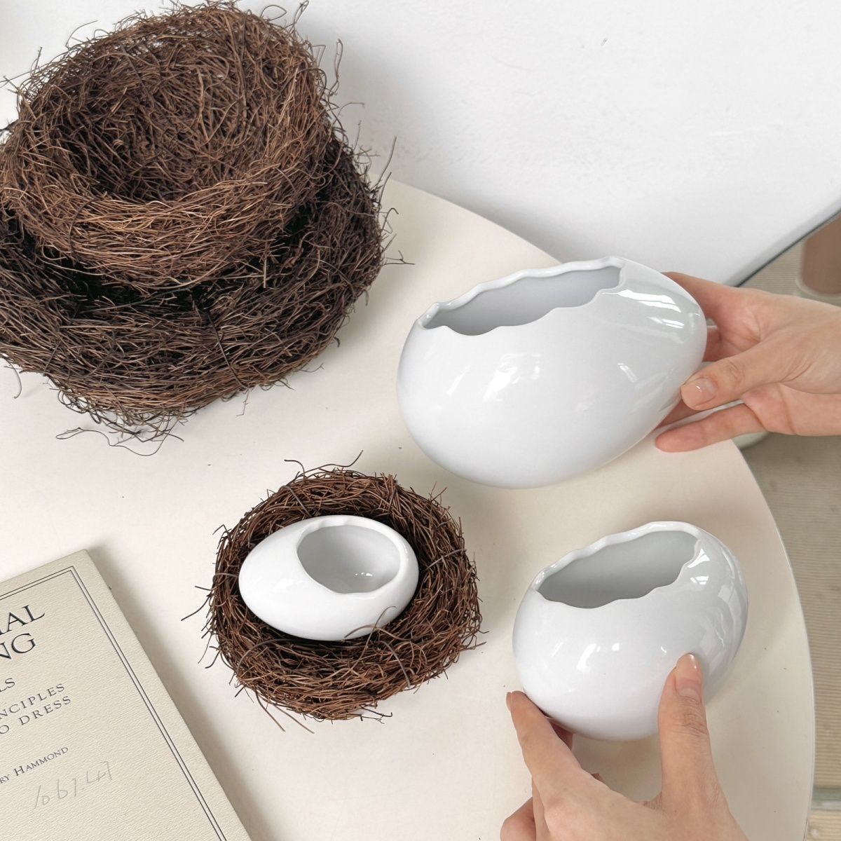 Modern Bird's Nest Ostrich Whi - Home Cooking Dinner 评论和价格