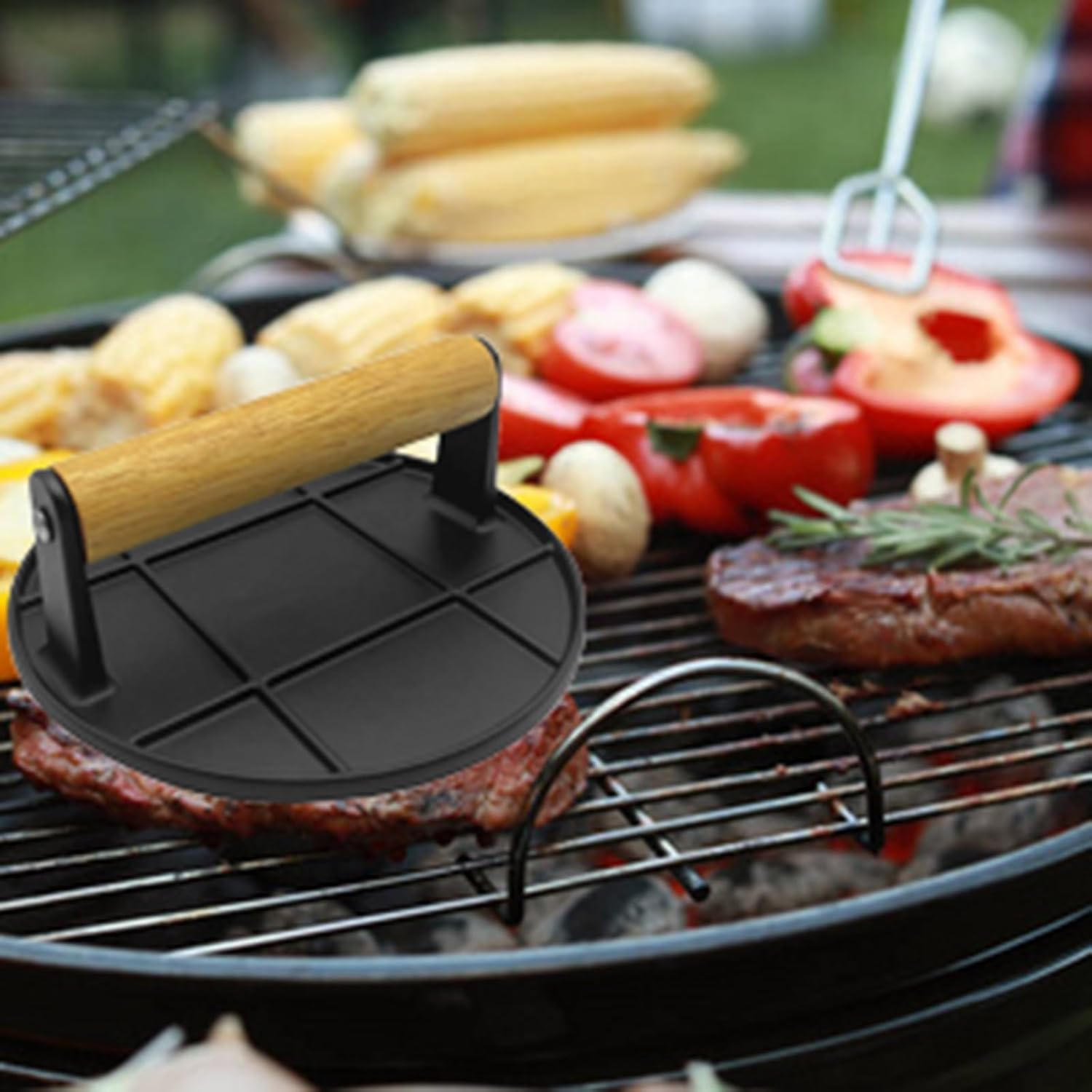 Smashed Burger Press with Wood - Crepe Pan Nonstick 评论和价格